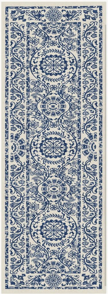 Passadeira lavável azul escuro de pelo curto Delphina