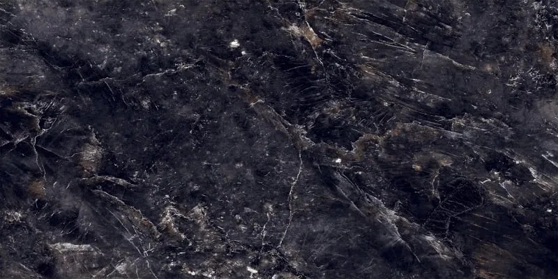 Mexen Rokocha Gres preto vidrado retificado G1, azulejo de piso e parede 120 x 60 cm, alto brilho - TL205-120-060-01