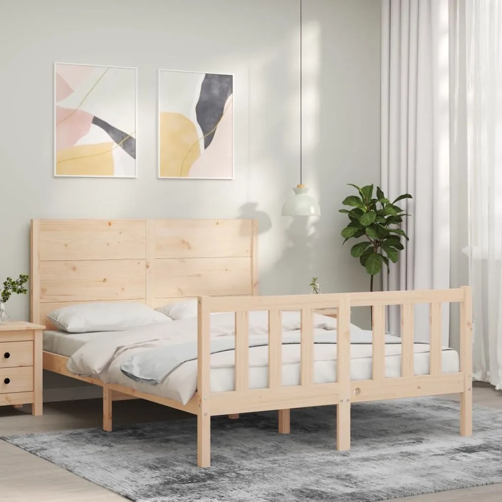 Estrutura de cama de casal c/ cabeceira madeira maciça