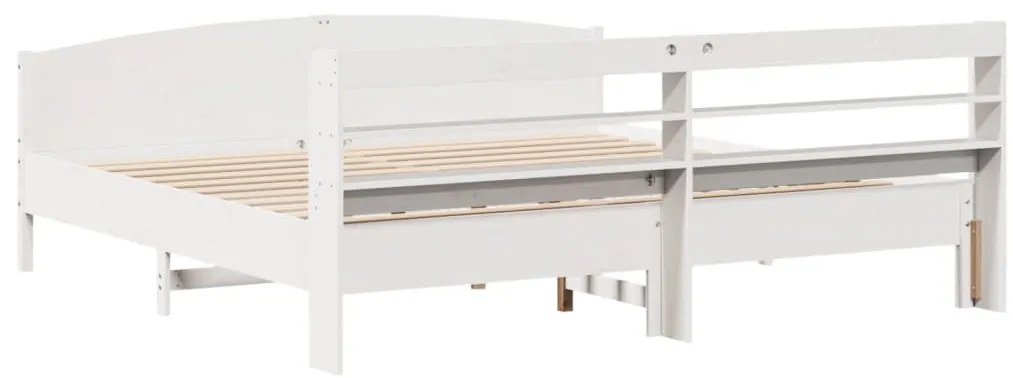 Cama sem colchão 200x200 cm madeira de pinho maciça branco