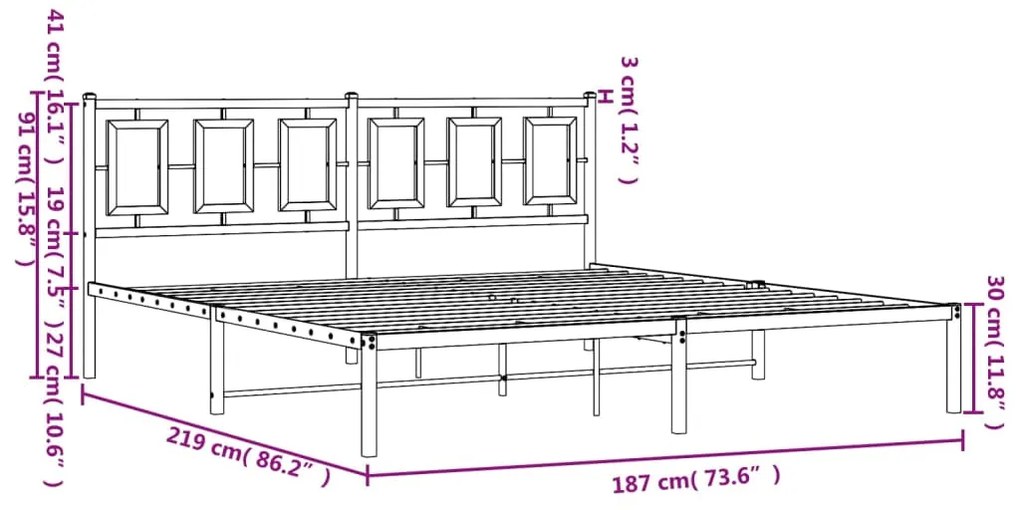 Estrutura de cama com cabeceira 183x213 cm metal preto