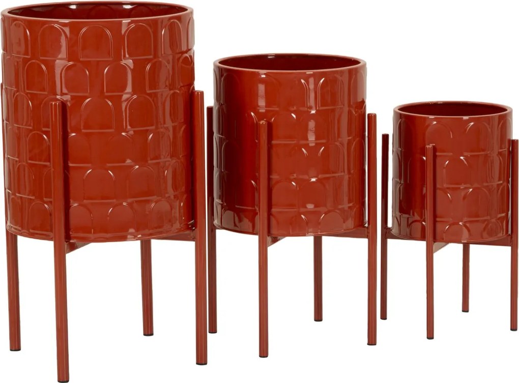 CONJUNTO DE 3 VASOS ARCHY VERMELHO Ø 36X56,5-30X48,5-24X37,5 (PLANTAS NÃO INCLUIDAS)