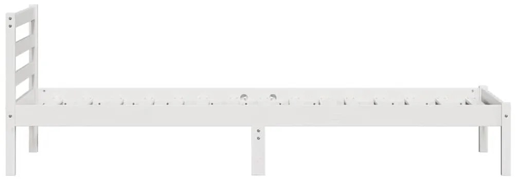 Estrutura de Cama com Cabeceira Branca 80x210 cm Madeira Maciça de Pin