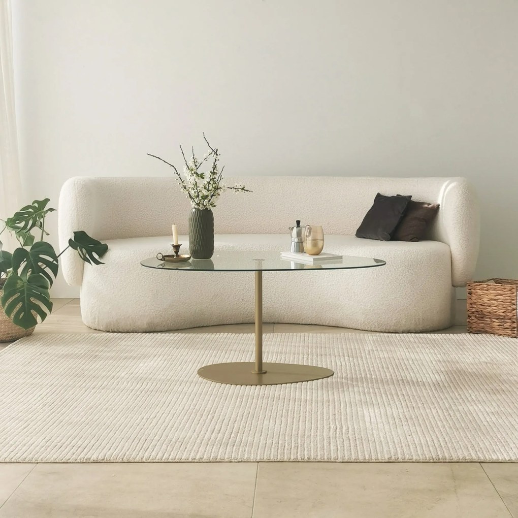 Mesa de Centro Porto – Transparente e Dourado – 90x40x60 cm