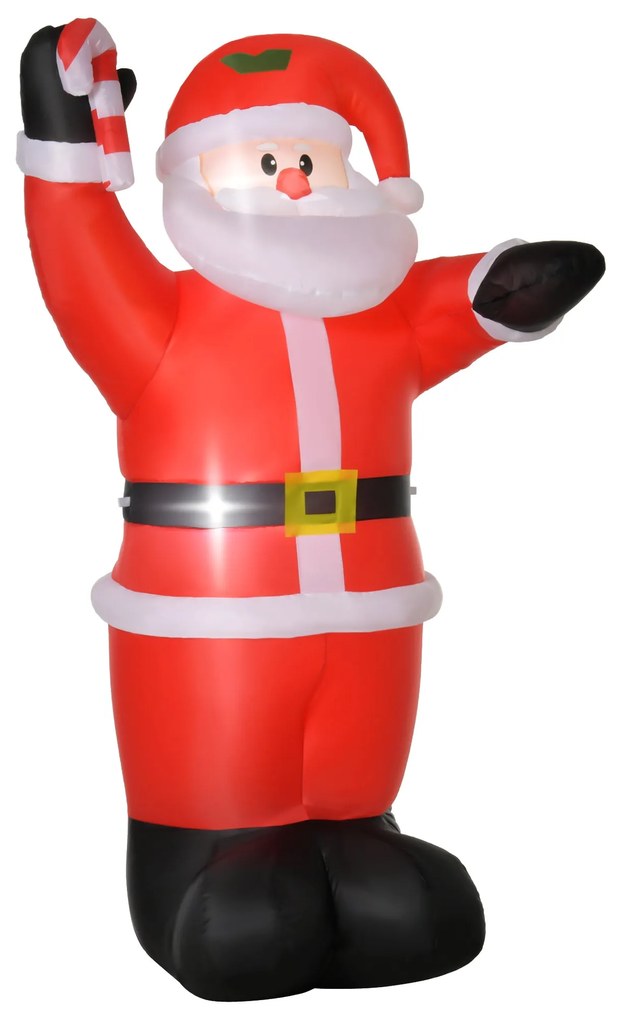 HOMCOM Pai Natal Insuflável 240 cm Pai Natal Insuflável com Bengala Lu