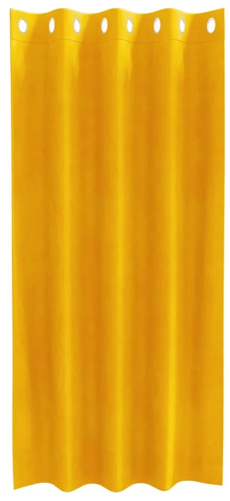 Cortinas Blackout vidaXL com Ilhós 2 pcs Amarelo Mostarda Veludo