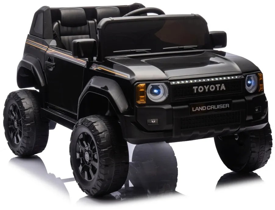 Carro elétrico para Crianças Toyota Land Cruiser PRADO 12V 4x4 Rodas Espuma EVA, assento couro ecológico Preto