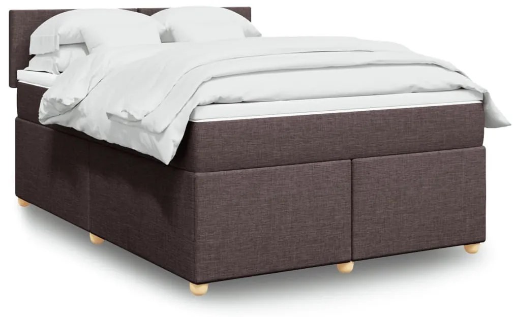 Cama com molas/colchão 140x190 cm tecido castanho-escuro
