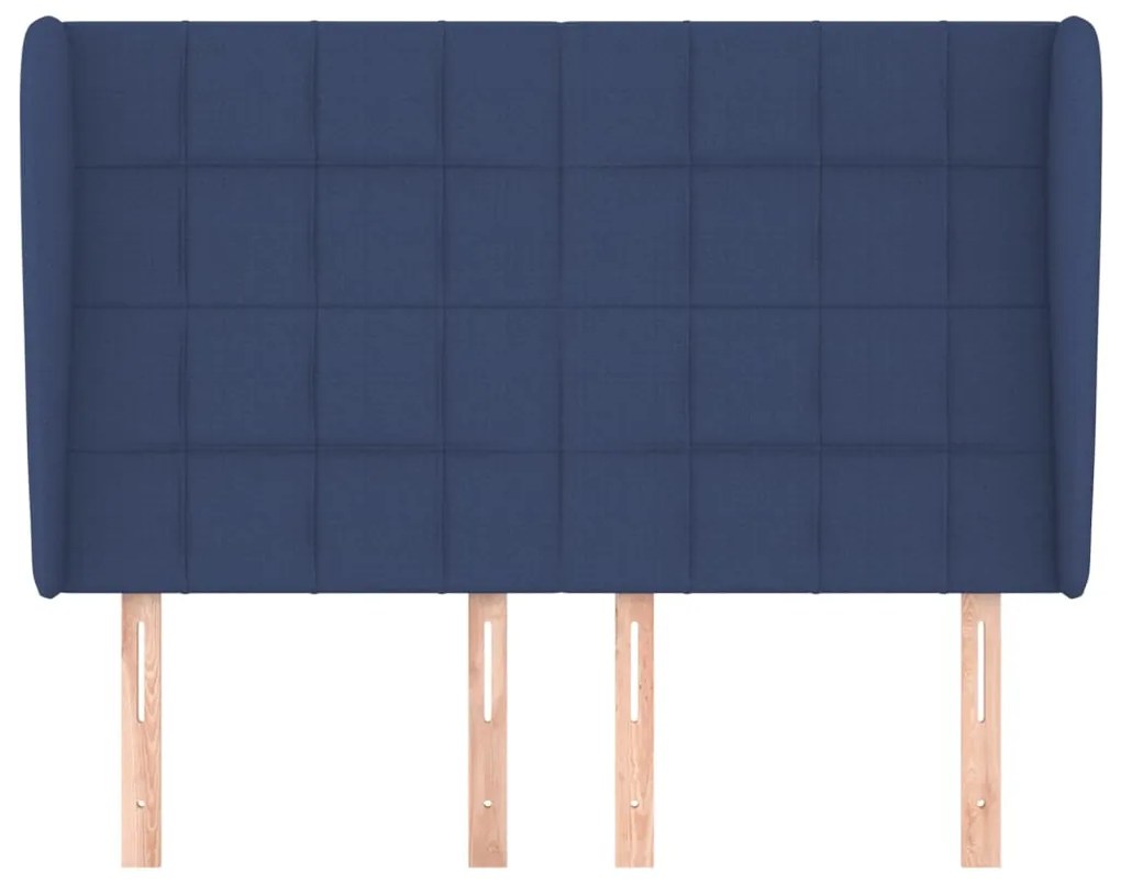 Cabeceira de cama c/ abas tecido 147x23x118/128 cm azul