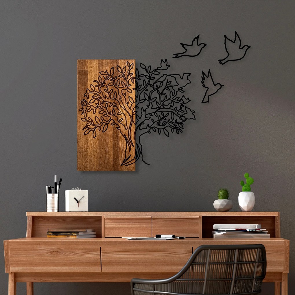 Acessório Decorativo de Parede Ma-391 – Nogueira e Preto – 61 x 58 cm