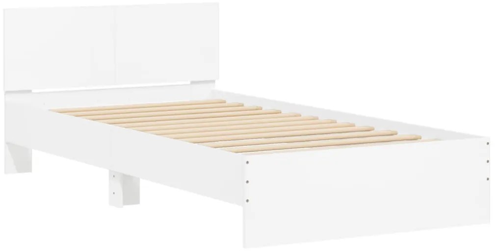 Estrutura de cama com cabeceira e luzes LED 100x200 cm branco