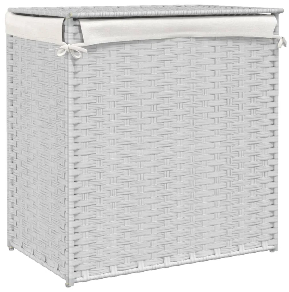 Cesto p/ roupa suja c/ 2 secções 53x35x57 cm vime PE branco