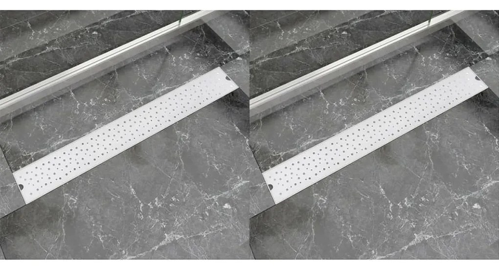 VidaXL Dreno de chuveiro linear 2 pcs bolhas 830x140 mm aço inoxidável