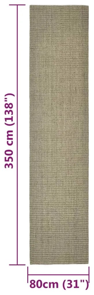 Tapete de sisal p/ poste arranhador 80x350 cm cinza-acastanhado