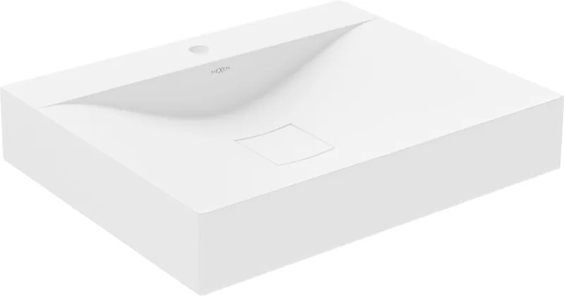 Mexen Poli lavatório de bancada de conglomerado 1/O 60 x 48 cm, branco - 23026001