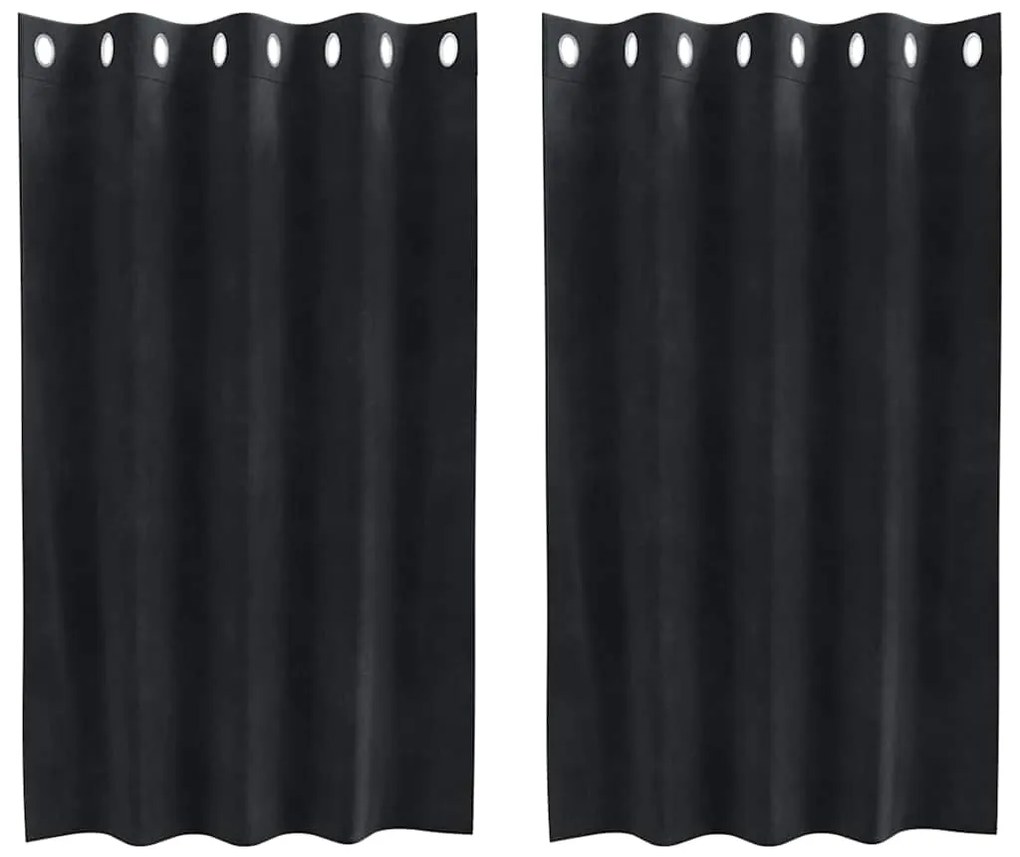 Cortinas Blackout com Ilhós 2 pcs Veludo Preto