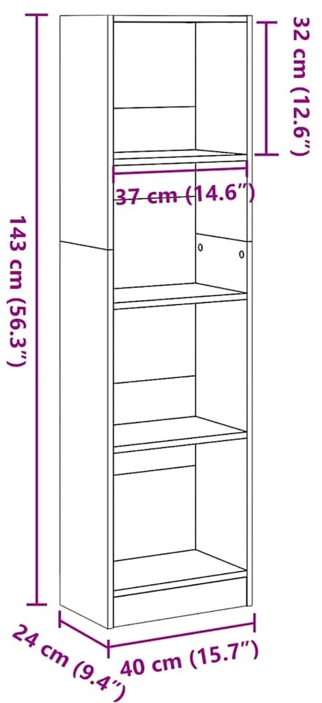 Estante 40x24x143 cm derivados de madeira branco brilhante
