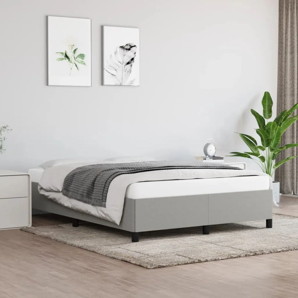 vidaXL Estrutura de cama sem colchão 140x200 cm tecido cinzento-claro