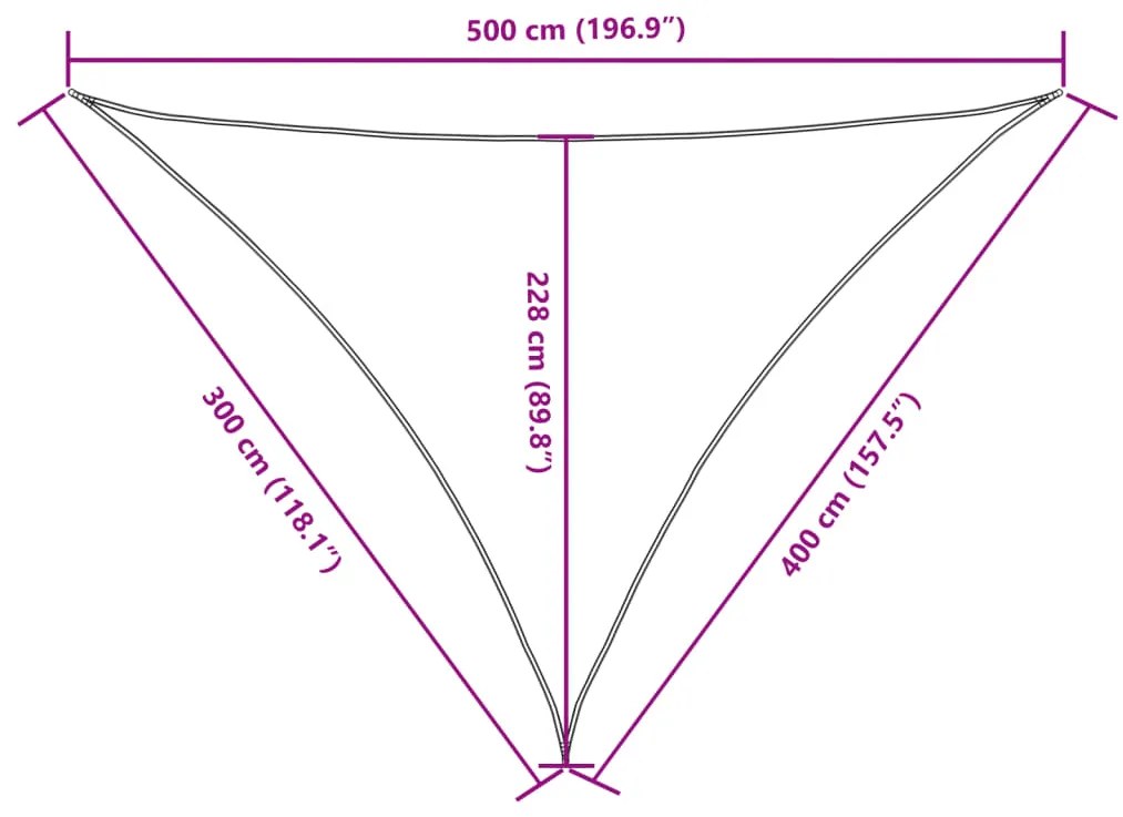 Para-sol em tecido oxford triangular 3x4x5 m branco