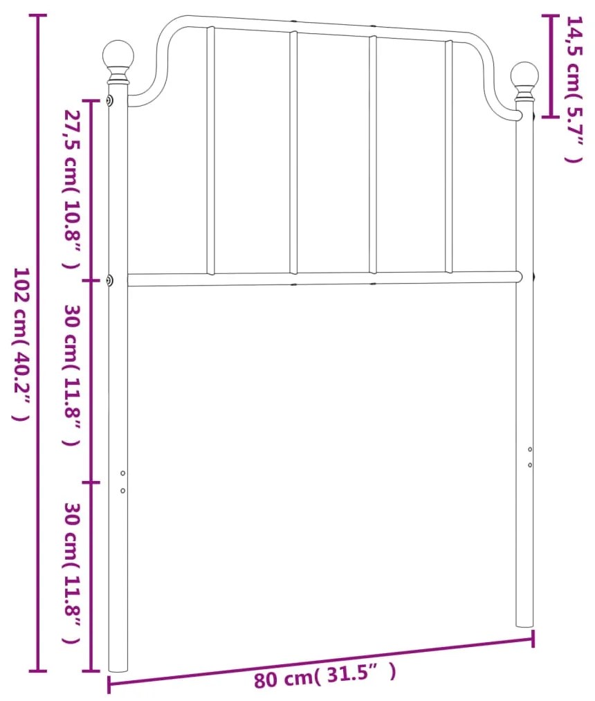 Cabeceira de cama 75 cm metal preto