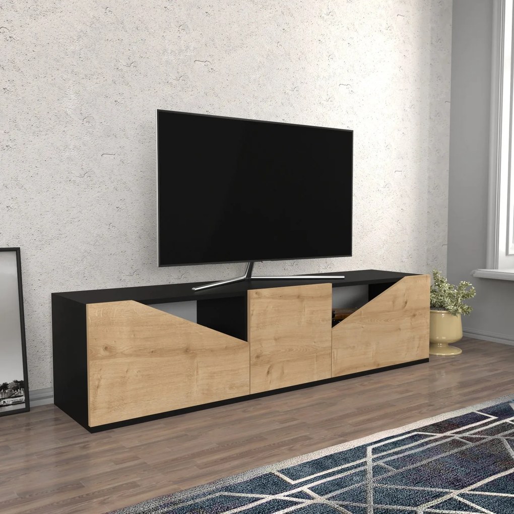 Móvel de TV Carson – Antracite e Carvalho – 160x35,3x40 cm
