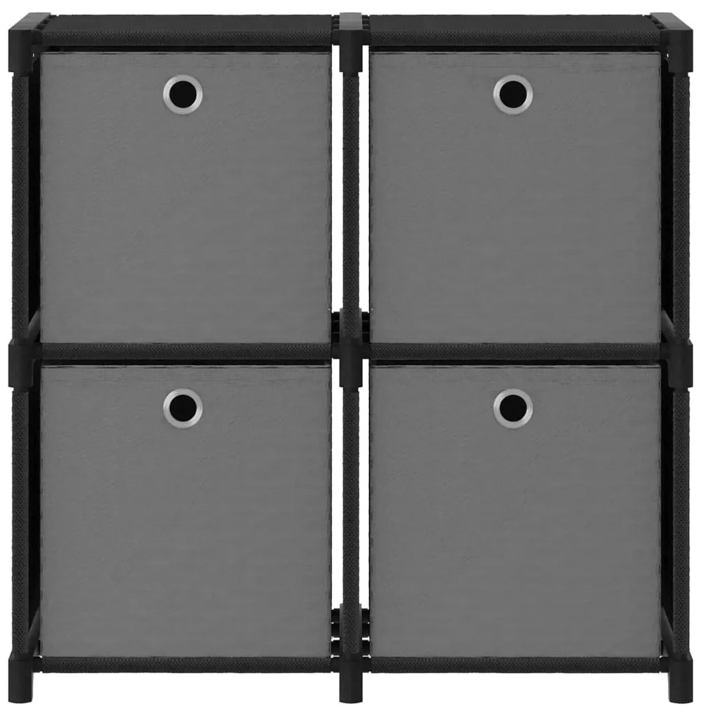 Unidade prateleiras 4 cubos c/ caixas 69x30x72,5cm tecido preto