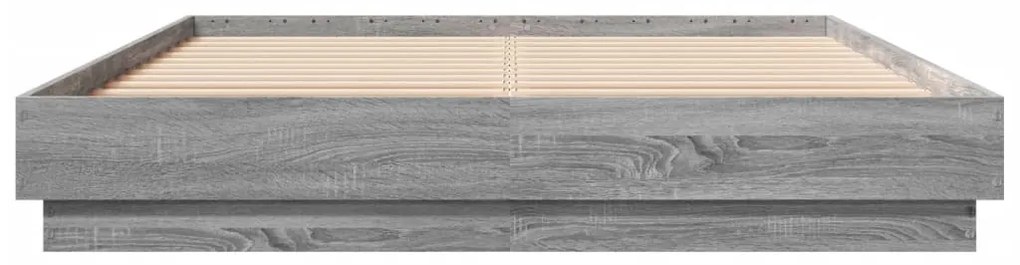 Estrutura de cama com luzes LED 150x200 cm cinzento sonoma