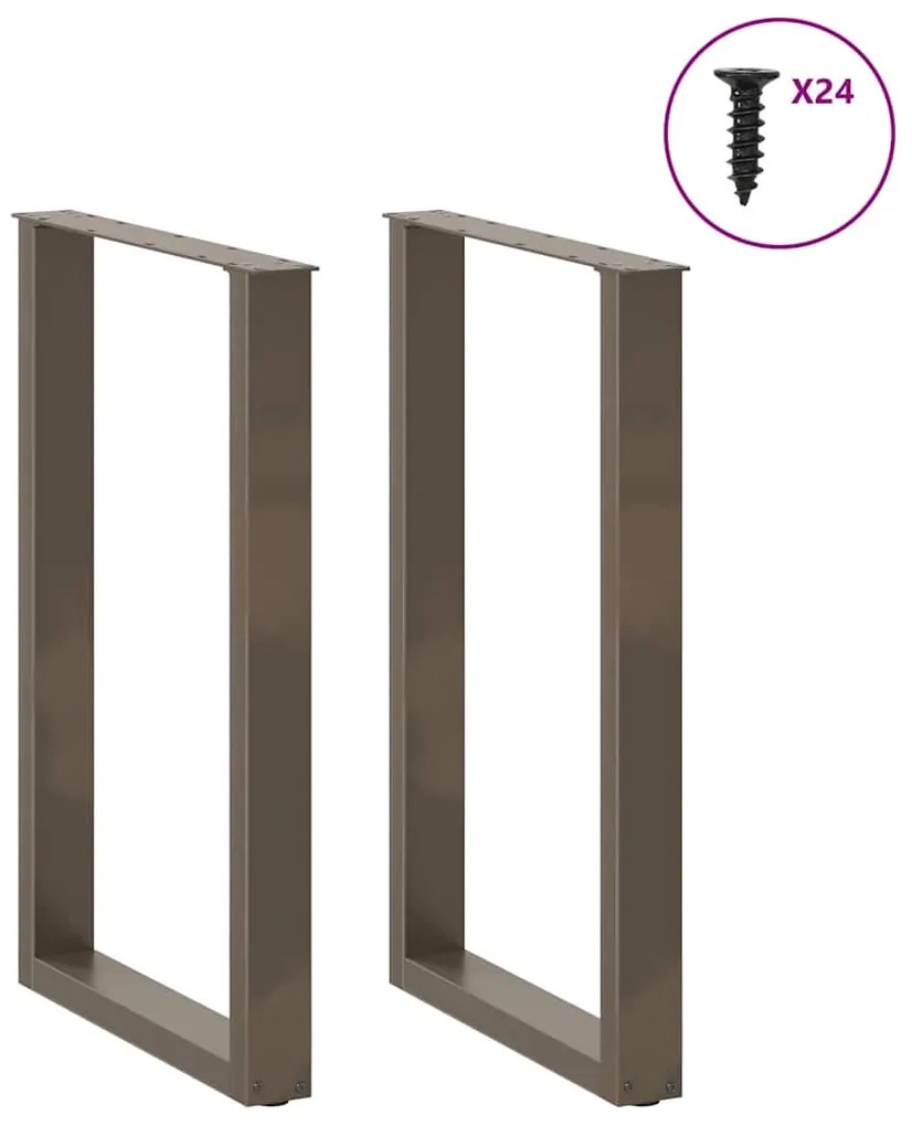 Pés de mesa de bar em forma de U, 2 peças, aço natural, 60x(90-91) cm,