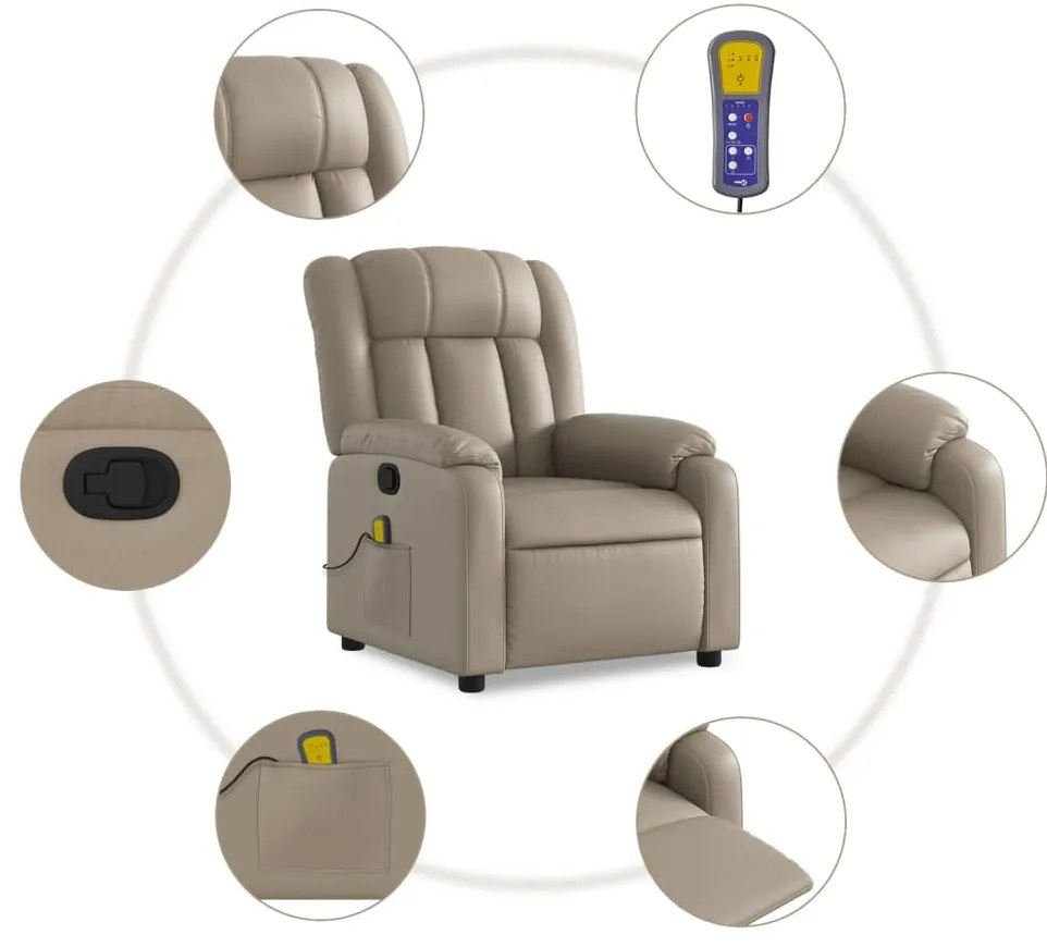 Poltrona de massagens reclinável couro artificial cappuccino