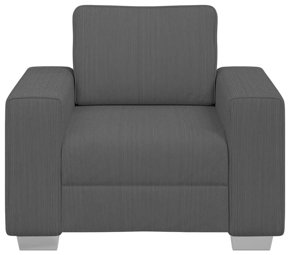 Poltrona 60 cm tecido corduroy cinzento-escuro