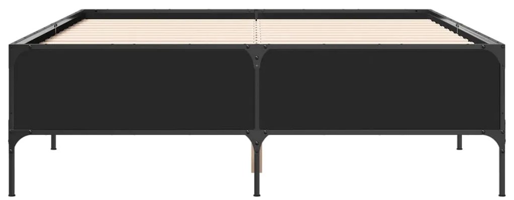 Estrutura de cama 160x200 cm derivados de madeira/metal preto