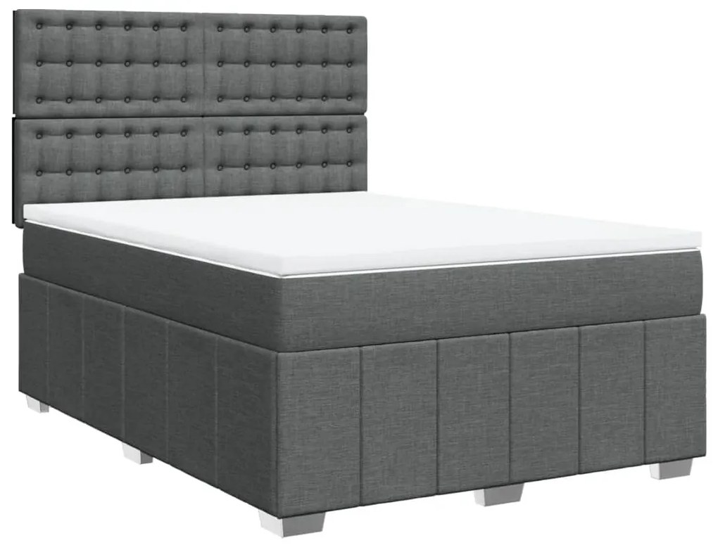 Cama com molas/colchão 140x200 cm tecido cinzento-escuro