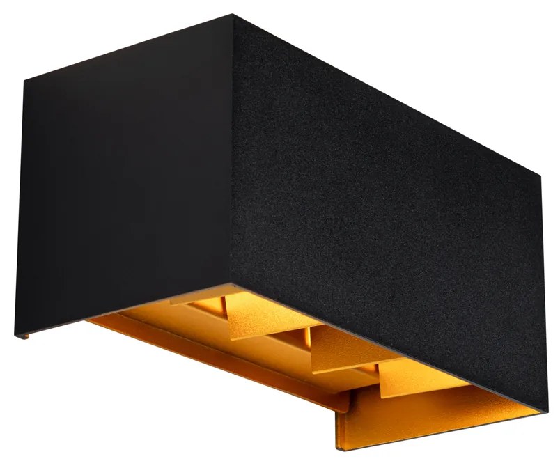 Candeeiro de parede exterior preto com dourado incl. LED 4 luzes IP54 - Edwin Moderno