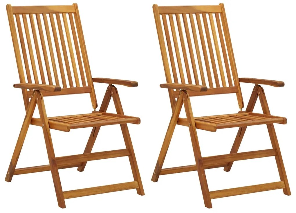 vidaXL Cadeiras de jardim reclináveis 2 pcs madeira de acácia maciça