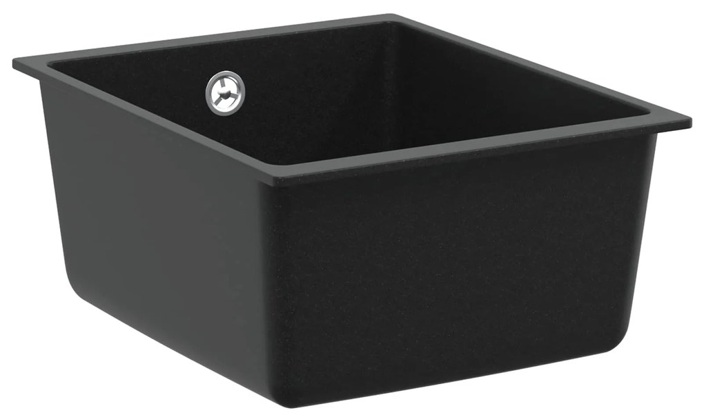 vidaXL Pia Preto 370 x 460 mm 80% Quartzo e 20% Resina