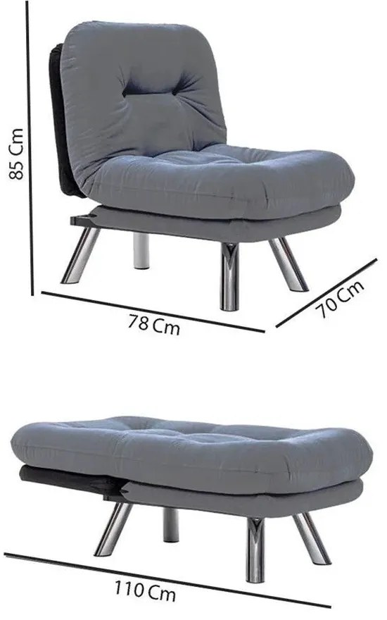 Sofá-Cama Individual Misa – Cinzento – 110 x 70 cm