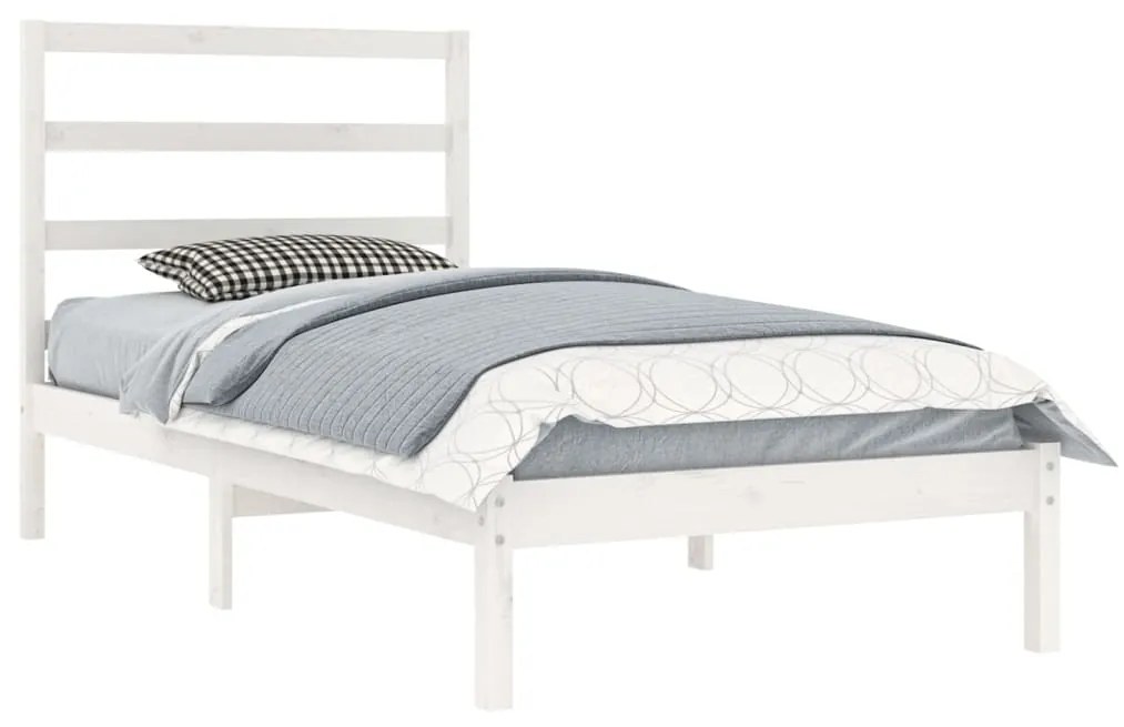 Estrutura de cama 90x200 cm pinho maciço branco