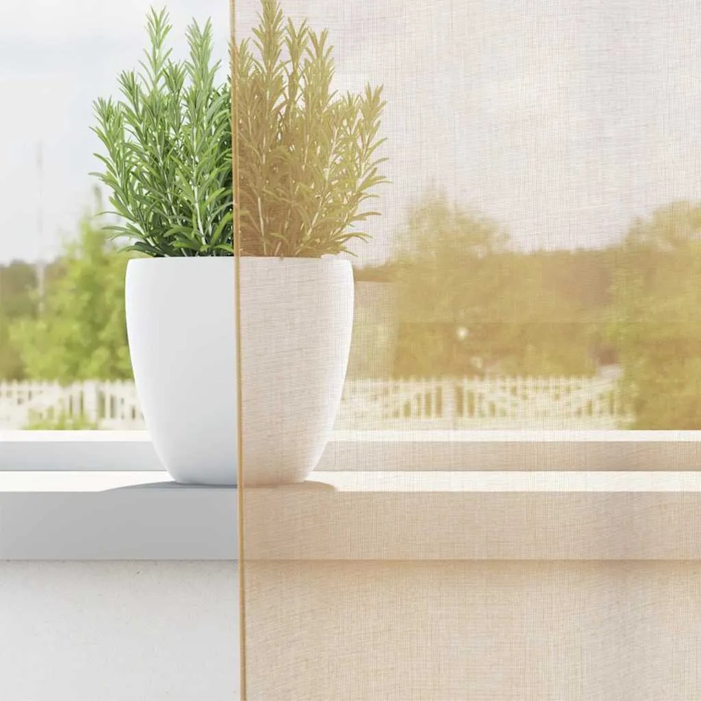 Cortinas de voile com ilhós 2 pcs areia