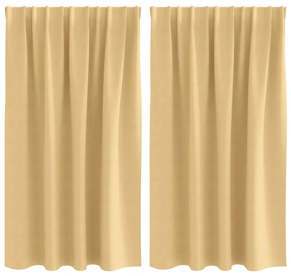 Cortinas com cortinas 2 pcs Bege 140 x 140 cm Poliéster
