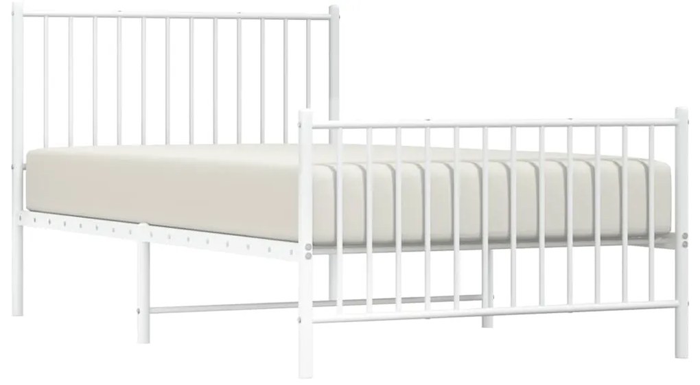 Estrutura de cama com cabeceira e pés 100x190 cm metal branco