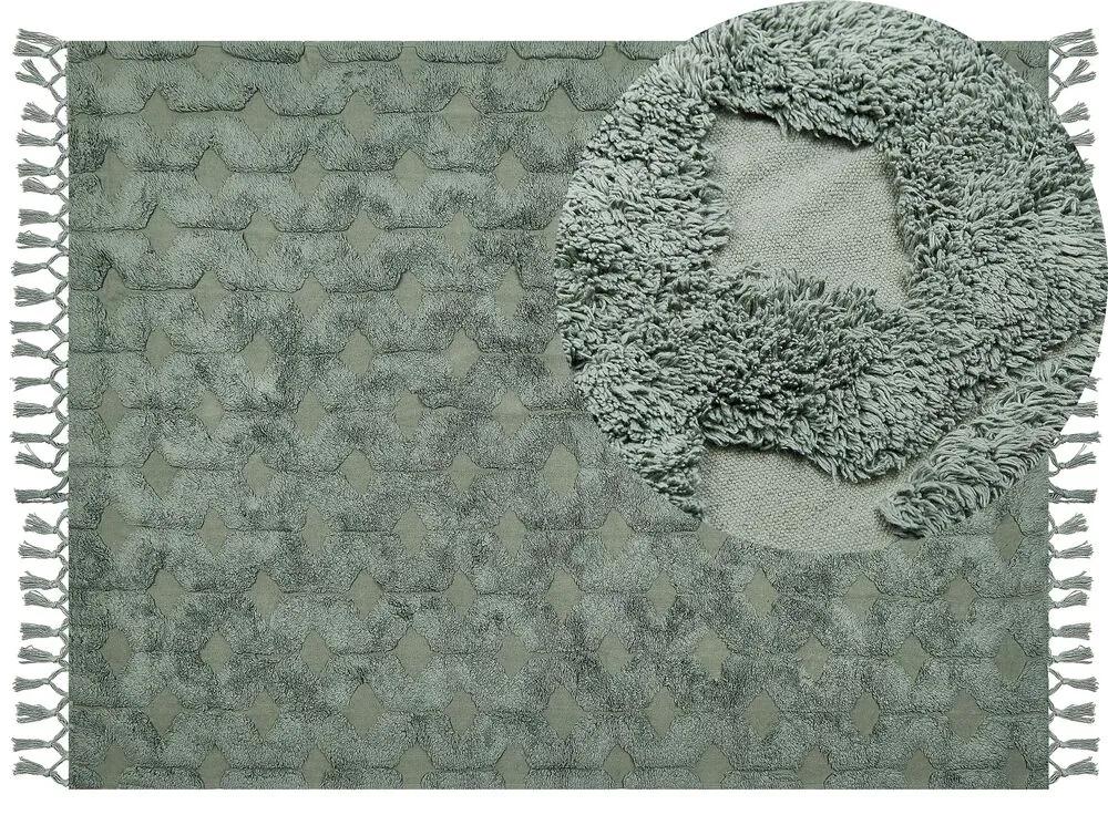 Tapete em algodão verde 160 x 230 cm KARS Beliani