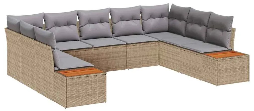 Conjunto de Sofás de Jardim de 5 Peças com Almofadas Bege em Rattan e