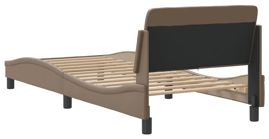 Estrutura cama c/ cabeceira couro artif. 90x190 cm cappuccino