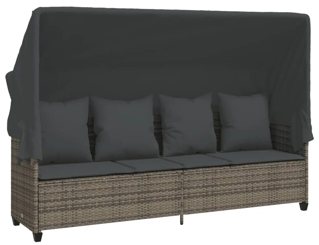 5 pcs conjunto sofás de jardim c/ almofadões vime PE cinzento