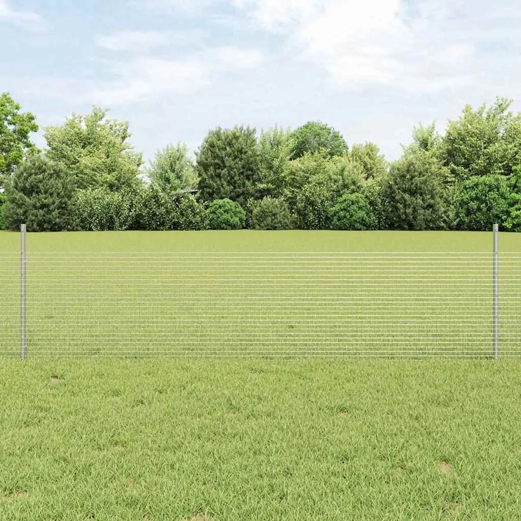 vidaXL Cerca com Postes Prateado 0.5 x 10 m Aço