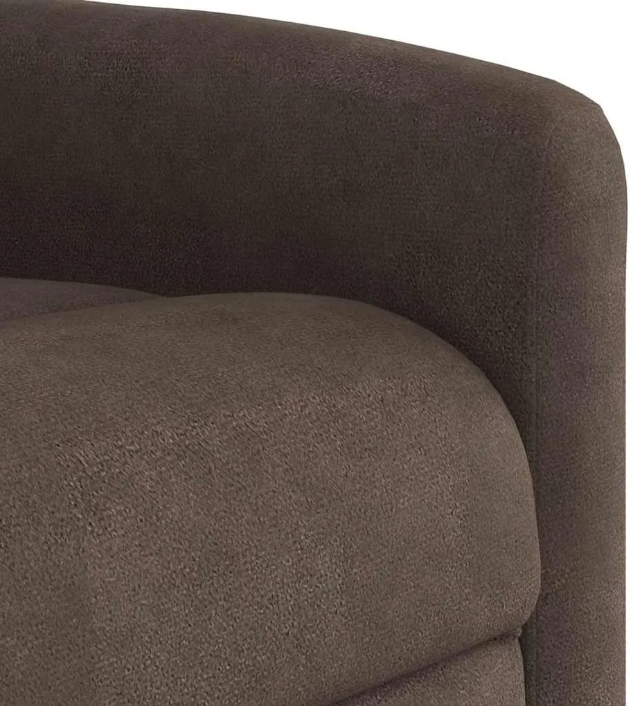 Poltrona de massagens reclinável elevatória microfibra castanho