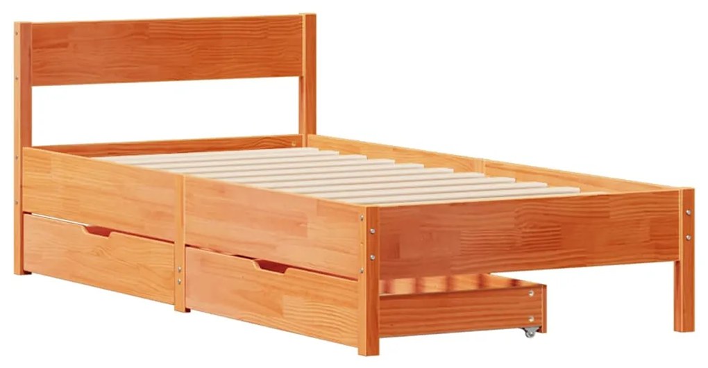 Cama sem colchão 90x200 cm pinho maciço castanho-mel