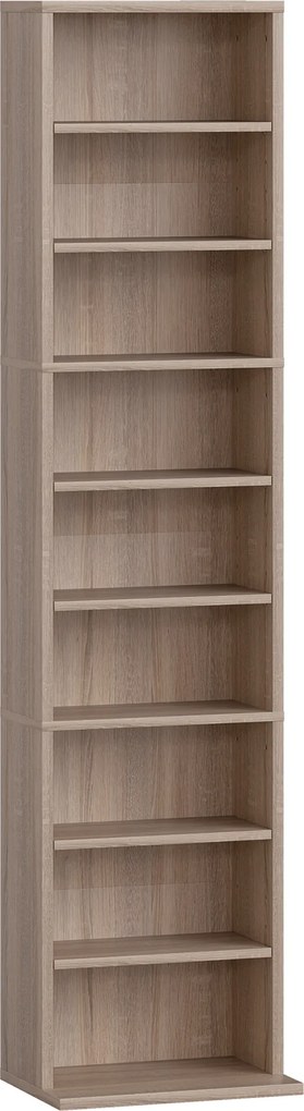 Estante para CDs e DVDs Suportes para CD Estreitos com 9 Compartimentos Prateleiras Ajustáveis 33x24x140 cm Madeira