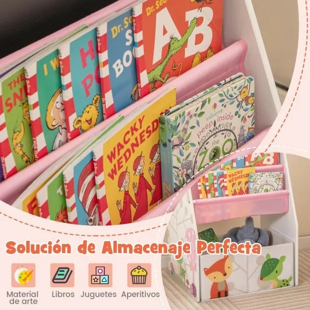 Conjunto de mesa e cadeira para crianças com 2 caixas de tecido removíveis, quadros magnéticos e quadro branco para brincar e desenhar Branco