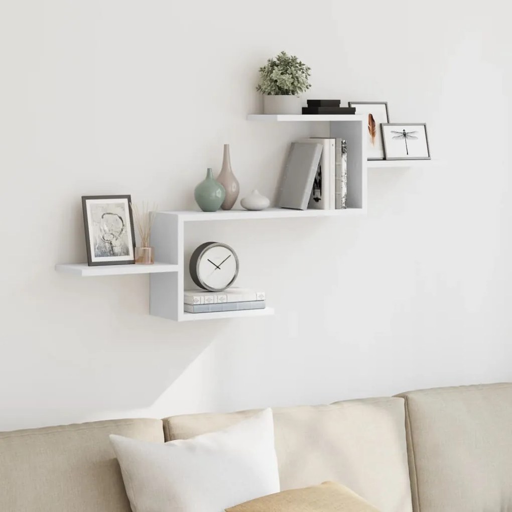 vidaXL Prateleira de parede 104x15x49 cm derivados de madeira branco